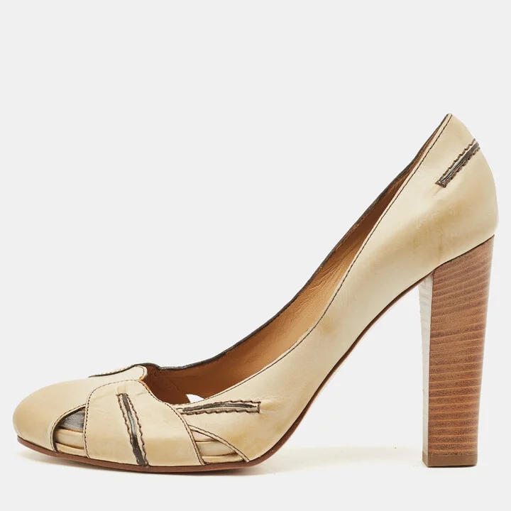 Chloe Beige Ombre Leather Cut Out Pumps Size 40