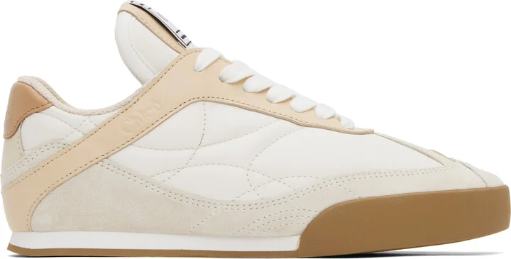 Chloé Beige & White 'Chloé Kick' Sneakers