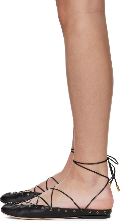 Chloé Black 'Chloé' Ghillies Ballerina Flats - Image 3