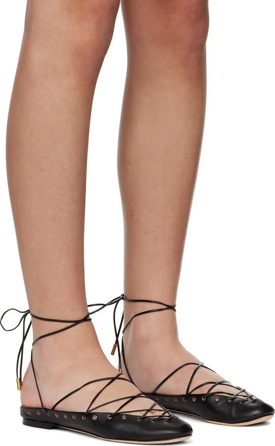 Chloé Black 'Chloé' Ghillies Ballerina Flats - Image 4