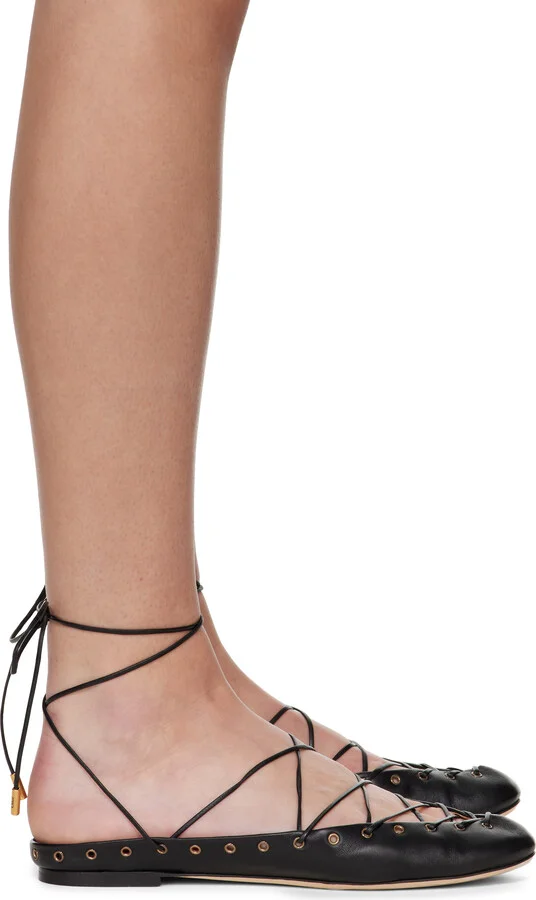 Chloé Black 'Chloé' Ghillies Ballerina Flats