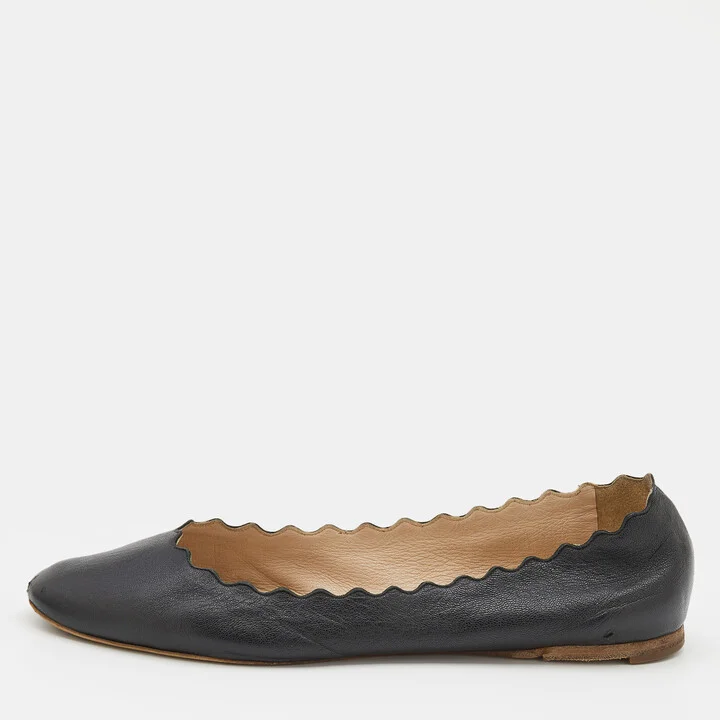 Chloe Black Leather Lauren Ballet Flats Size 37