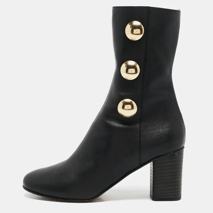 Chloe Black Leather Orlando Ankle Boots Size 35