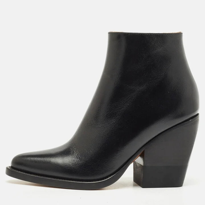 Chloe Black Leather Rylee Ankle Boots Size 34.5