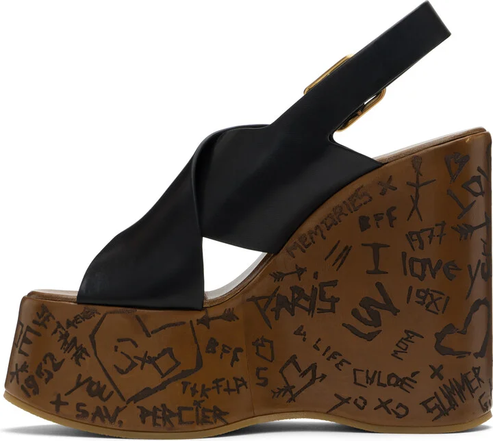 Chloé Black Maxime Wedge Sandals - Image 3
