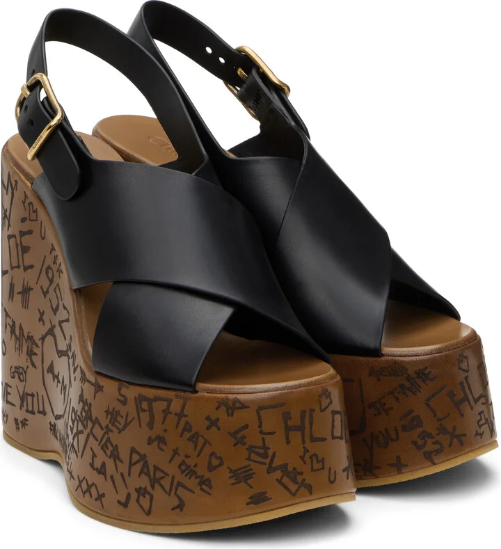 Chloé Black Maxime Wedge Sandals - Image 4