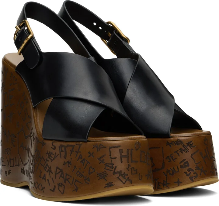 Chloé Black Maxime Wedge Sandals - Image 4