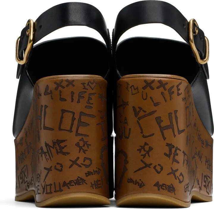 Chloé Black Maxime Wedge Sandals - Image 2