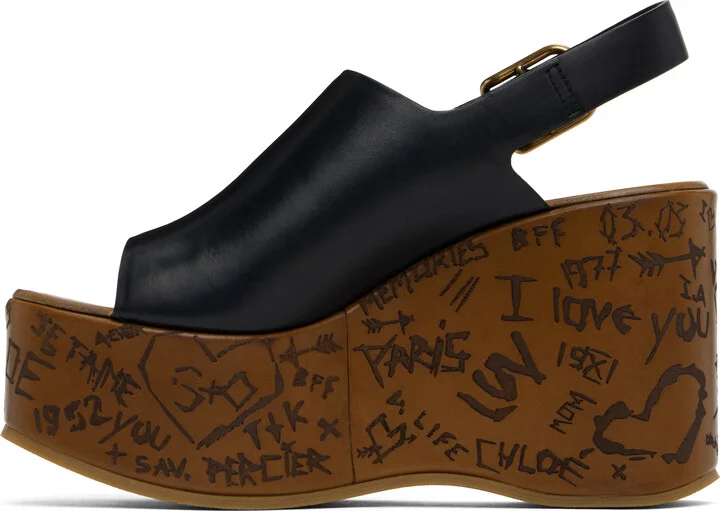 Chloé Black Maxime Wedge Sandals - Image 3