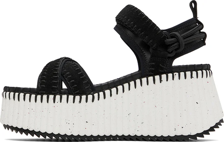 Chloé Black Nama Wedge Sandals - Image 3