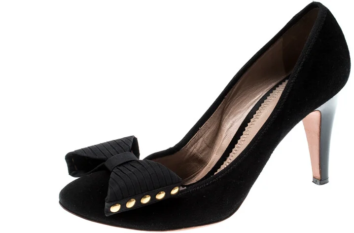 Chloé Black Suede Bow Pumps Size 39.5