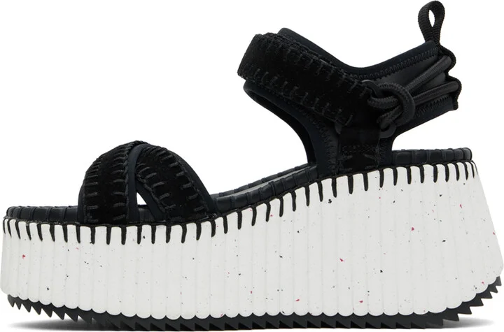 Chloé Black & White Nama Platform Sandals - Image 3