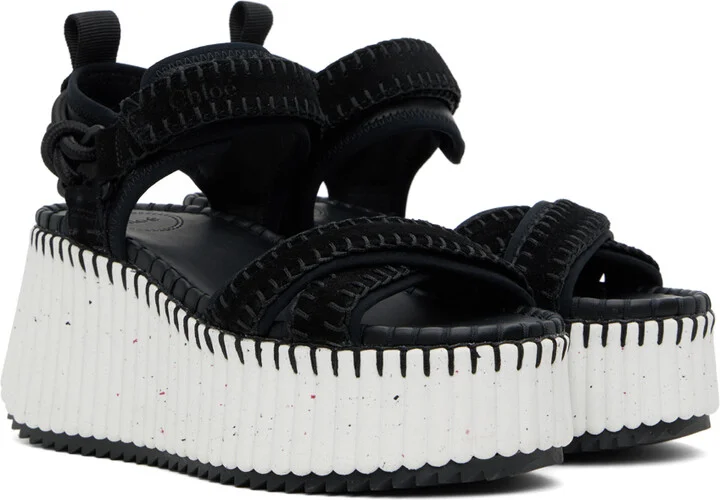 Chloé Black & White Nama Platform Sandals - Image 4