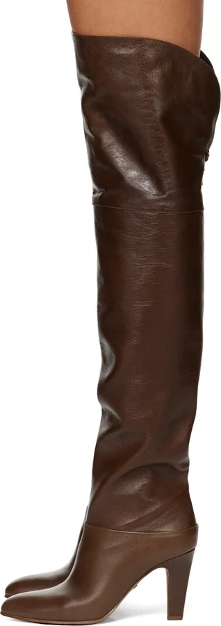 Chloé Brown Eve Thigh High Boots - Image 3