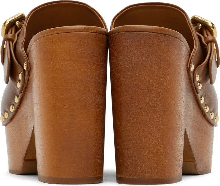 Chloé Brown Jeannette Wedge Clogs - Image 2