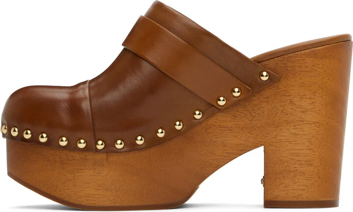 Chloé Brown Jeannette Wedge Clogs - Image 3