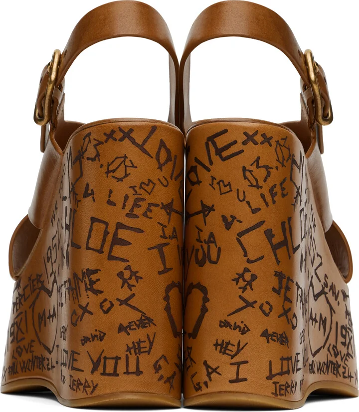 Chloé Brown Maxime Wedge Sandals - Image 2