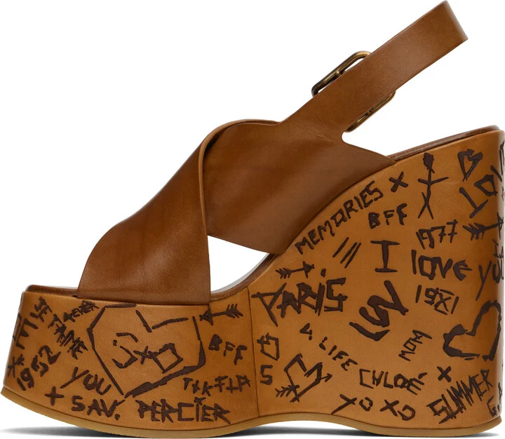 Chloé Brown Maxime Wedge Sandals - Image 3