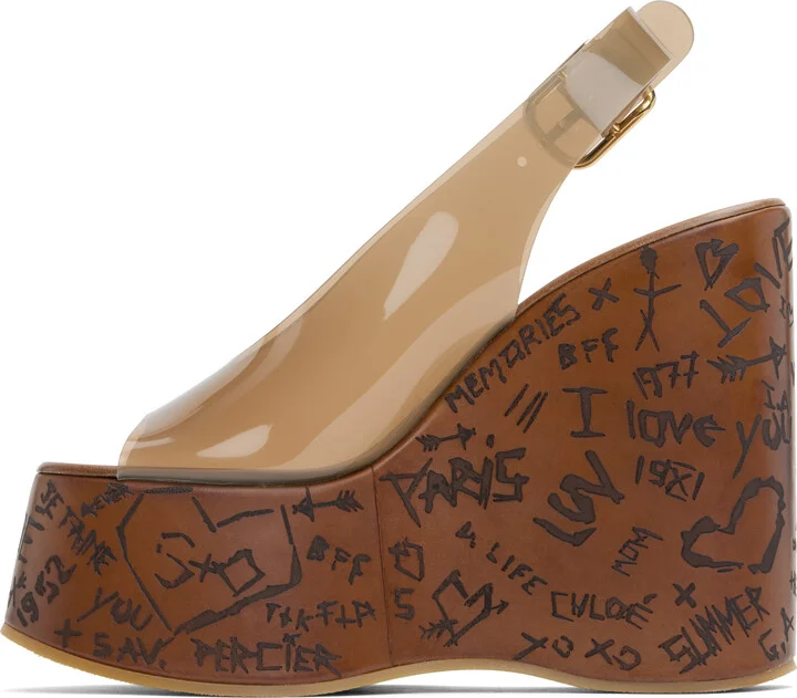 Chloé Brown Maxime Wedge Sandals - Image 3