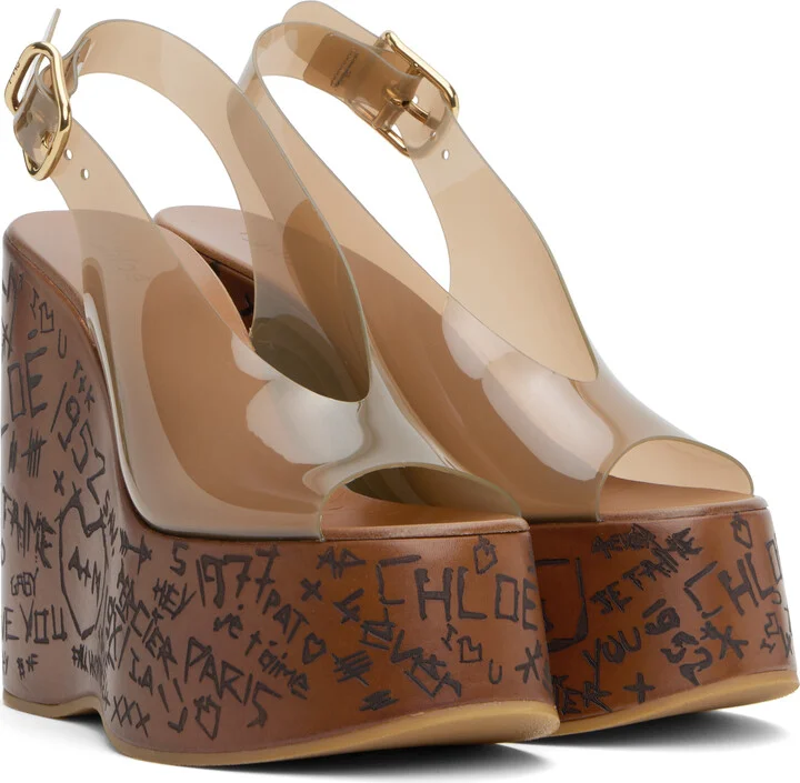 Chloé Brown Maxime Wedge Sandals - Image 4