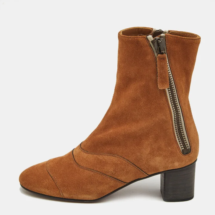 Chloe Brown Suede Lexie Ankle Boots Size 37.5