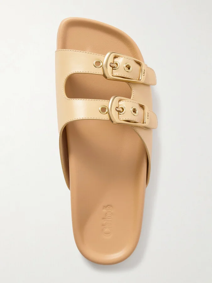 Chloé - Buckled Leather Sandals - Neutrals - Image 5