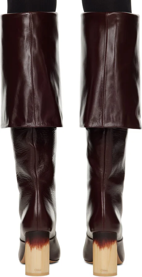 Chloé Burgundy Georgia Heeled Tall Boots - Image 2