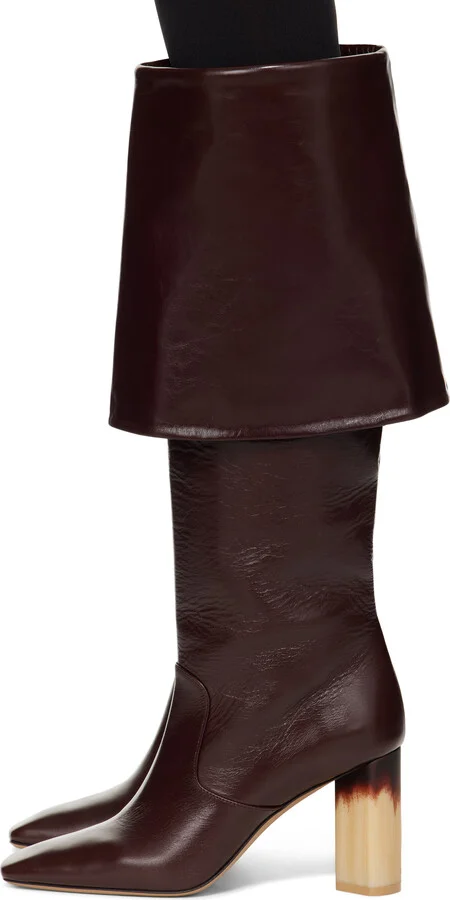 Chloé Burgundy Georgia Heeled Tall Boots - Image 3