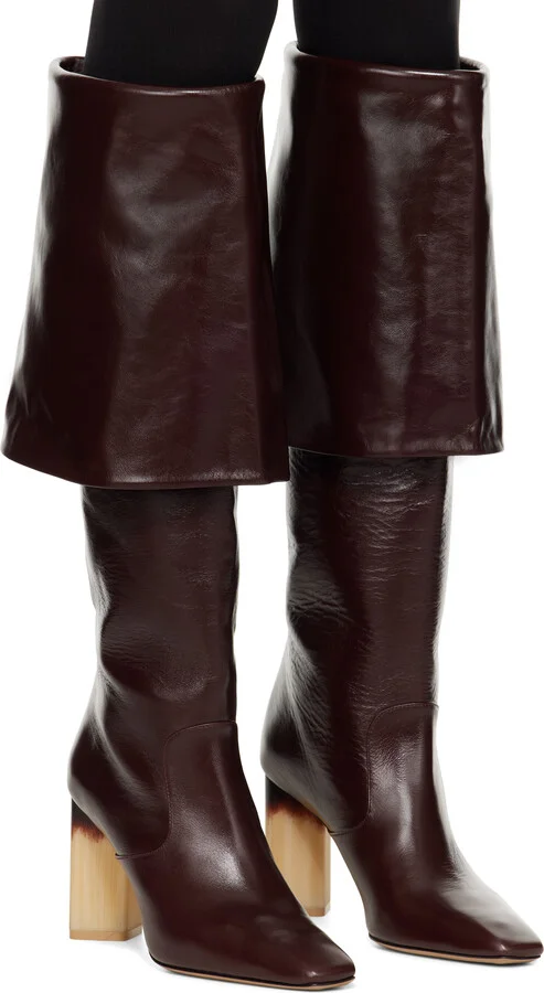 Chloé Burgundy Georgia Heeled Tall Boots - Image 4