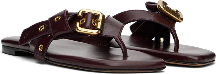Chloé Burgundy Mae Sandals - Image 4