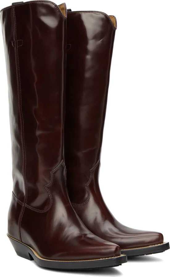 Chloé Burgundy Nellie Boots - Image 4