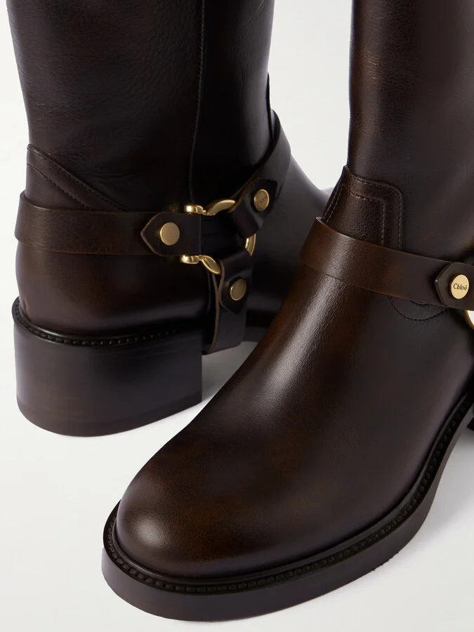 Chloé - Dakota Buckled Leather Ankle Boots - Brown - Image 4