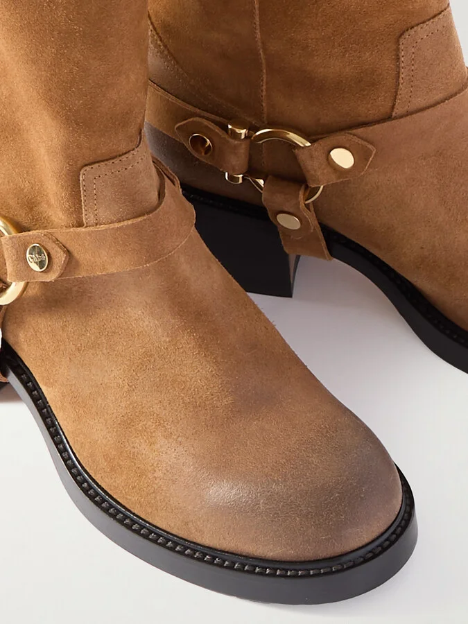 Chloé - Dakota Buckled Suede Ankle Boots - Brown - Image 4