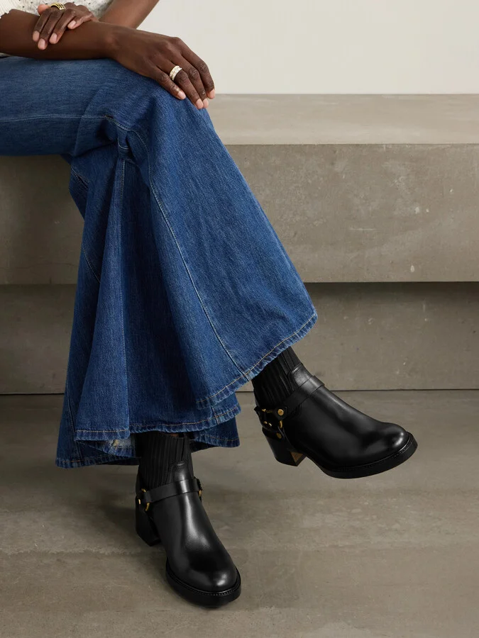 Chloé - Dakota Embellished Leather Ankle Boots - Black - Image 2