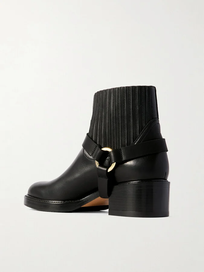 Chloé - Dakota Embellished Leather Ankle Boots - Black - Image 3