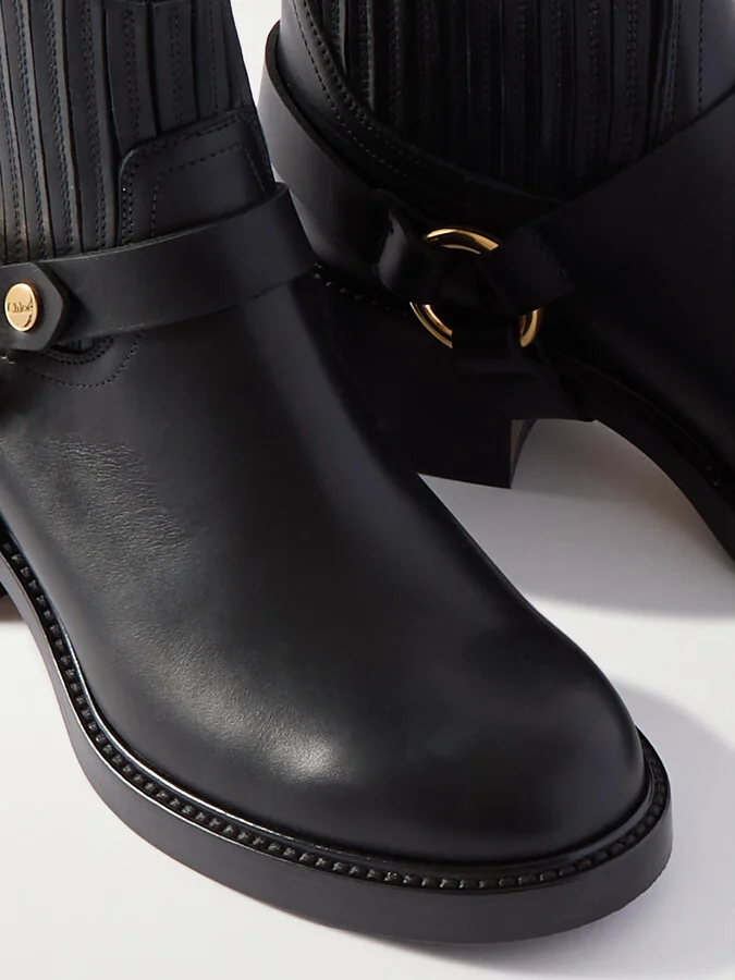 Chloé - Dakota Embellished Leather Ankle Boots - Black - Image 4