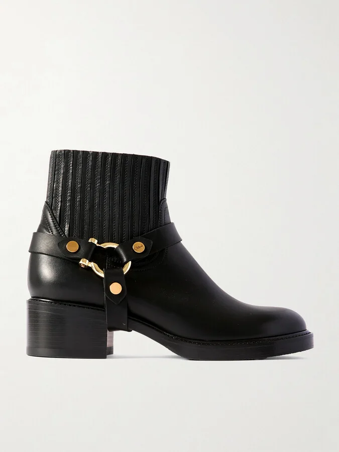 Chloé - Dakota Embellished Leather Ankle Boots - Black