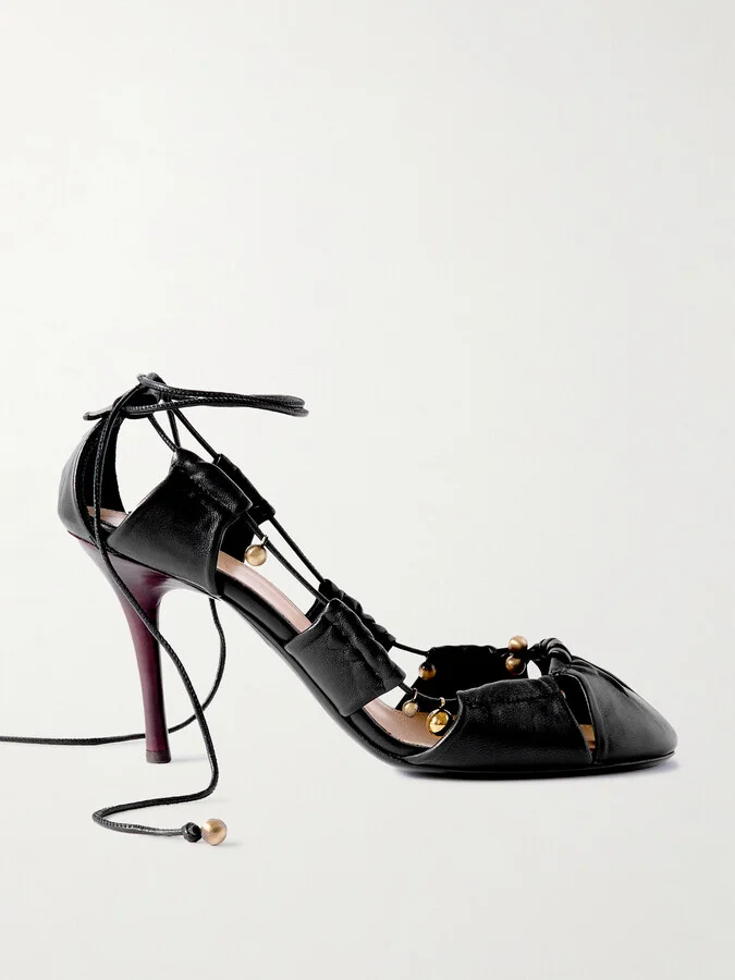Chloé - Embellished Cutout Leather Pumps - Black