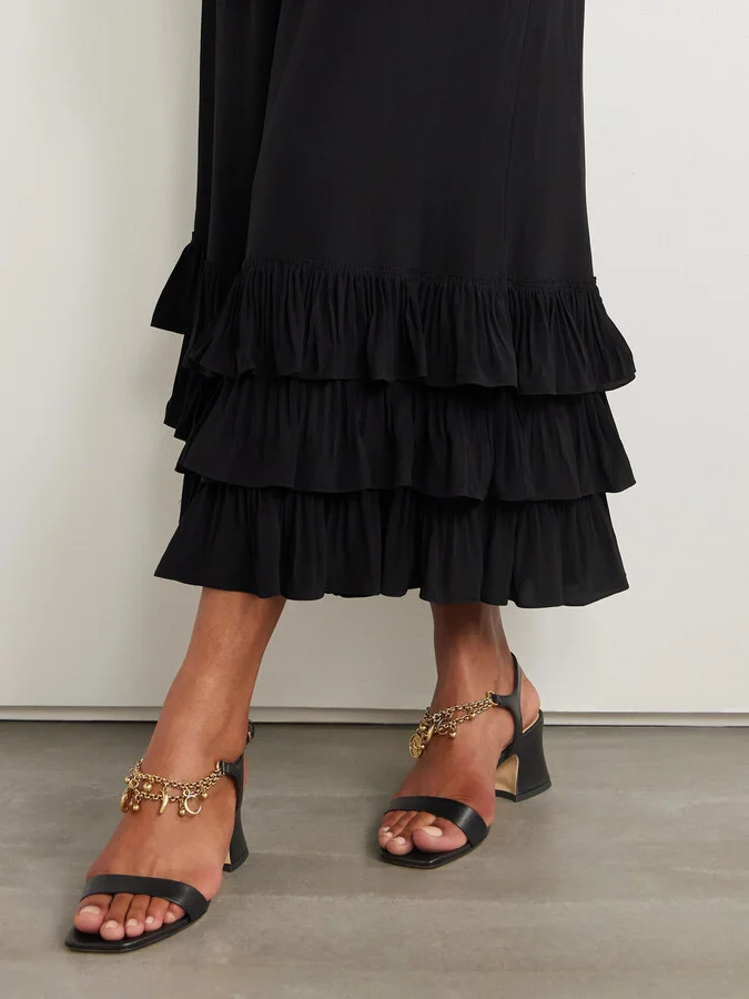 Chloé - Embellished Leather Sandals - Black - Image 2