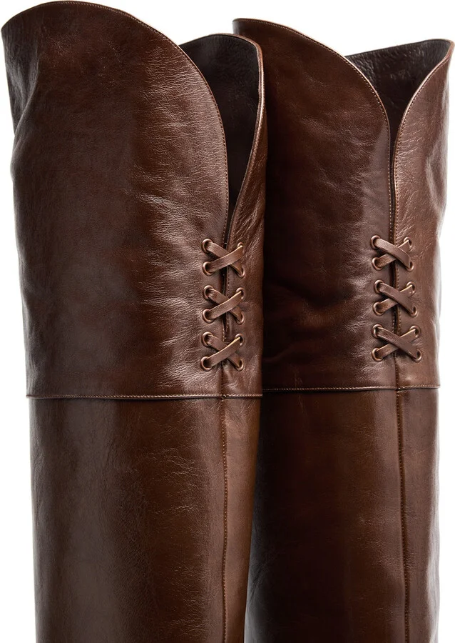 Chloe Eve 90 Glossed-leather Over-the-knee Boots - Image 4