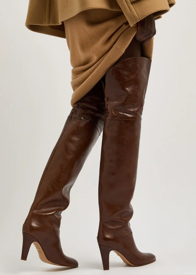 Chloe Eve 90 Glossed-leather Over-the-knee Boots - Image 5