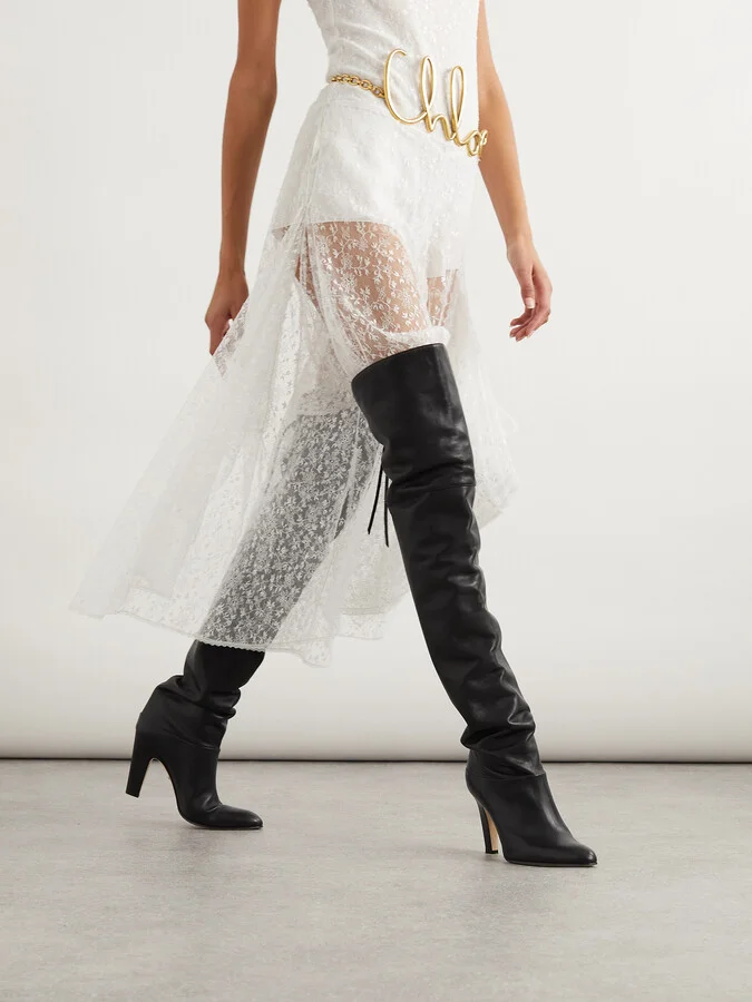 Chloé - Eve Leather Over-the-knee Boots - Black - Image 2