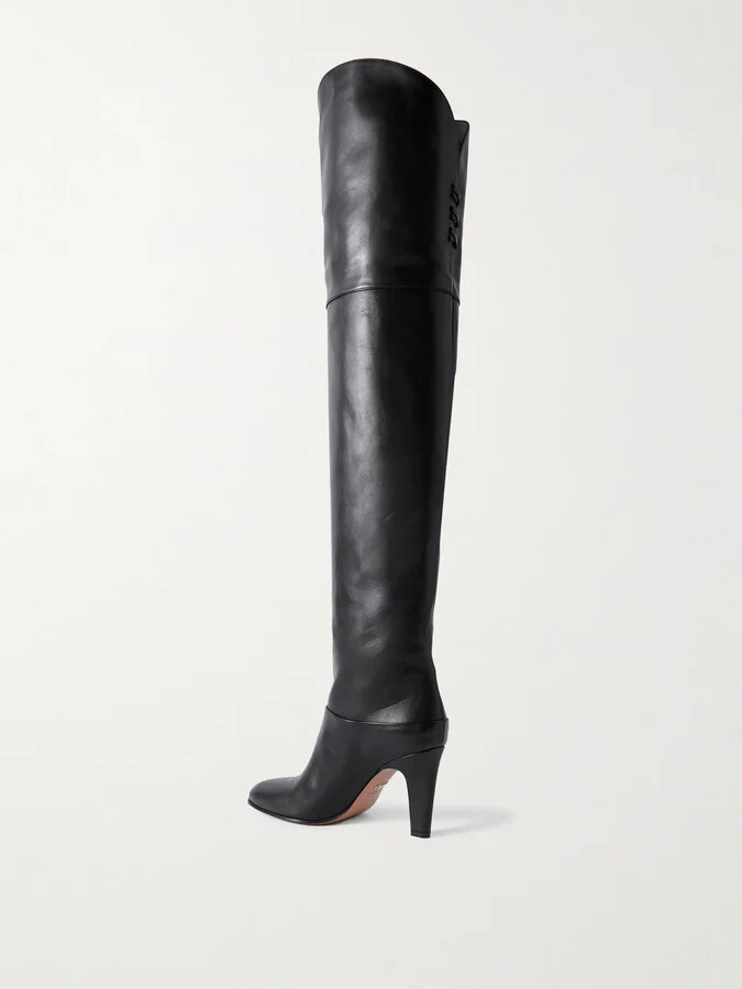Chloé - Eve Leather Over-the-knee Boots - Black - Image 3