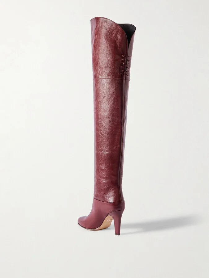 Chloé - Eve Leather Over-the-knee Boots - Burgundy - Image 3