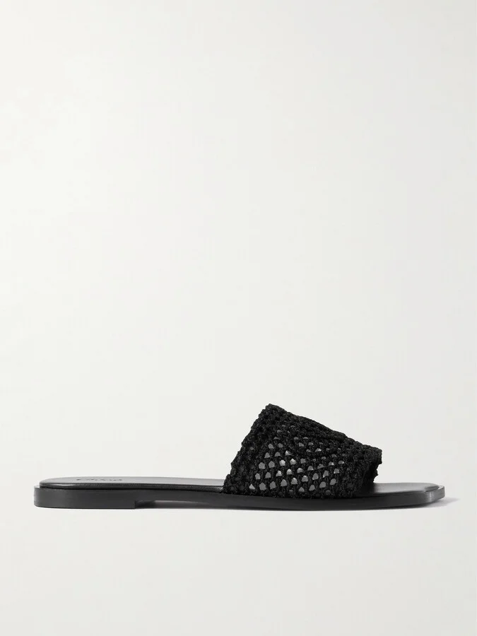 Chloé - Flower Crocheted Slides - Black