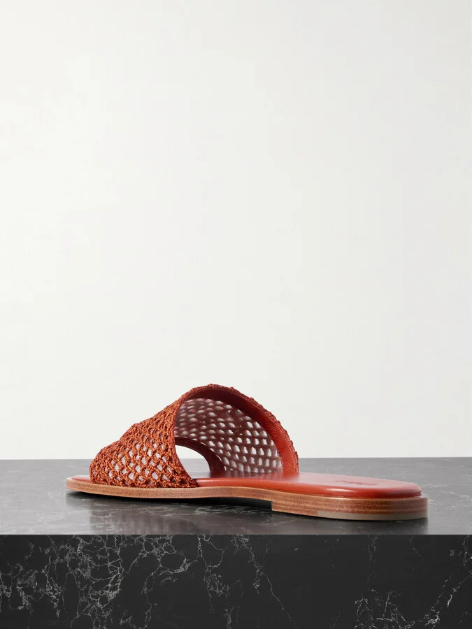 Chloé - Flower Crocheted Slides - Brown - Image 3