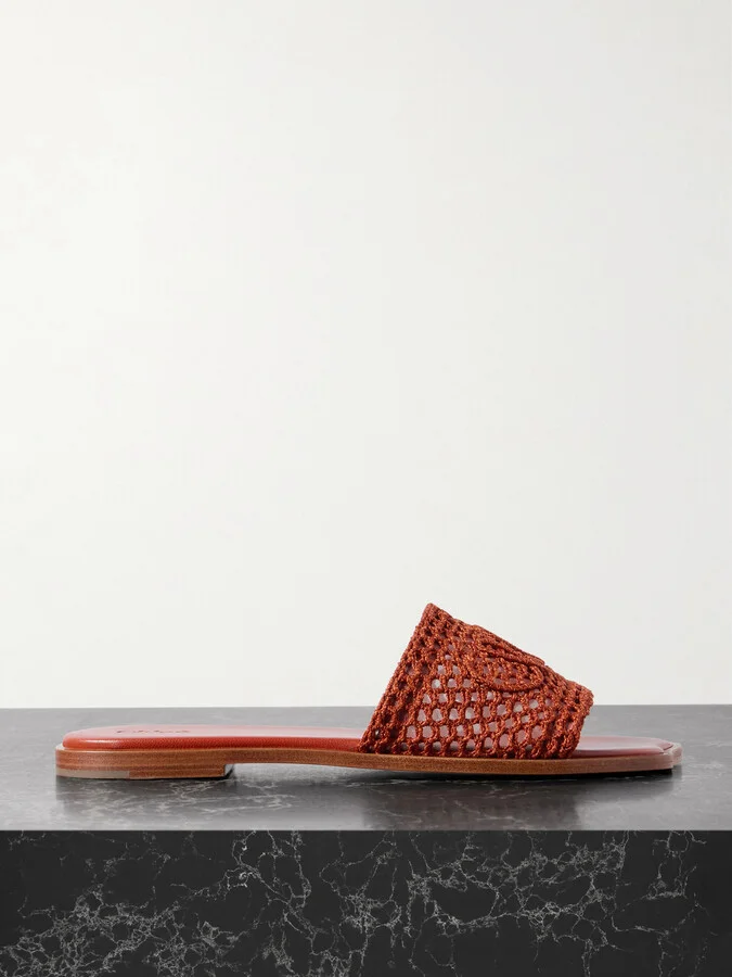 Chloé - Flower Crocheted Slides - Brown