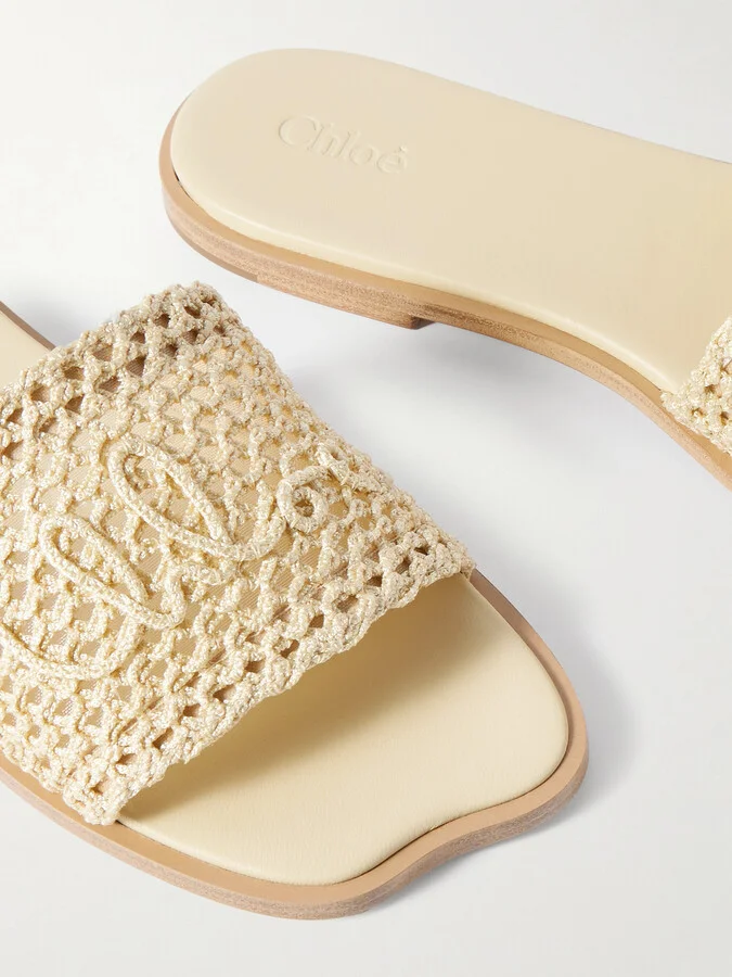Chloé - Flower Crocheted Slides - Neutrals - Image 4