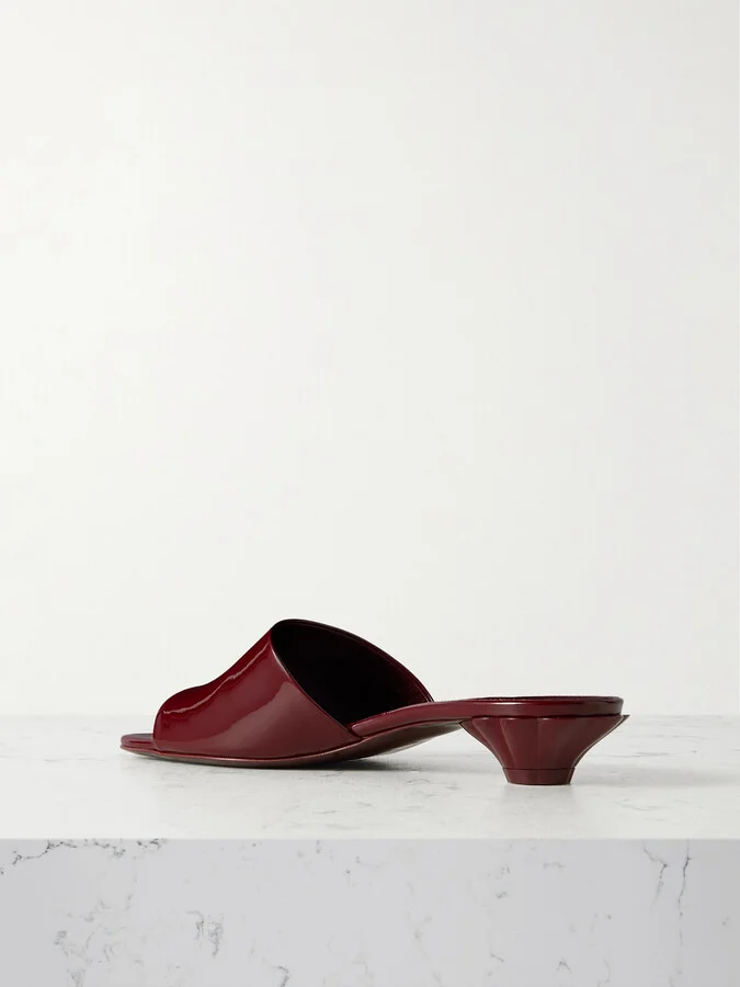 Chloé - Flower Patent-leather Sandals - Burgundy - Image 3