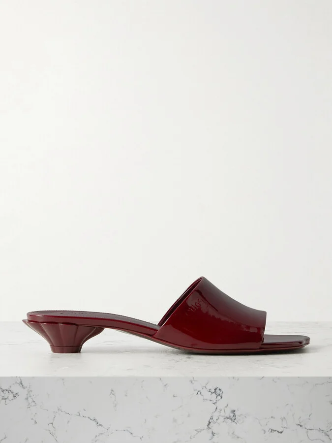 Chloé - Flower Patent-leather Sandals - Burgundy